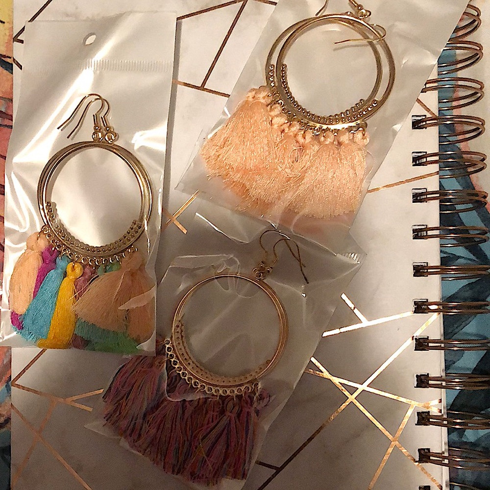 Boho hoop tassel earrings